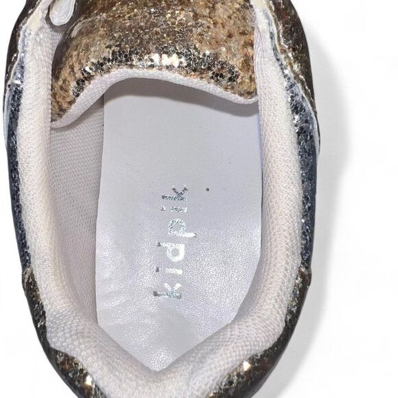 Kidpik 2 Tone Metallic Gold / Silver Glitter Casual Sneakers Youth 6 Women's 7 - Picture 9 of 11